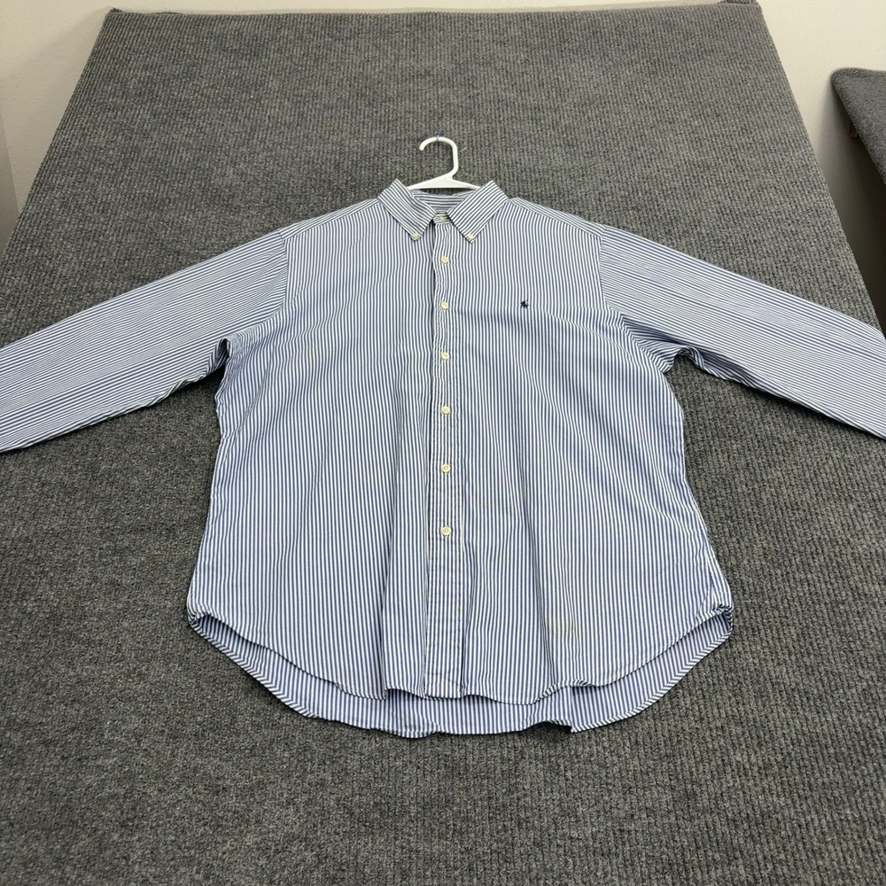 Ralph Lauren Shirt Mens 16.5 Blue Cotton Striped Button Down Classic Fit Preppy